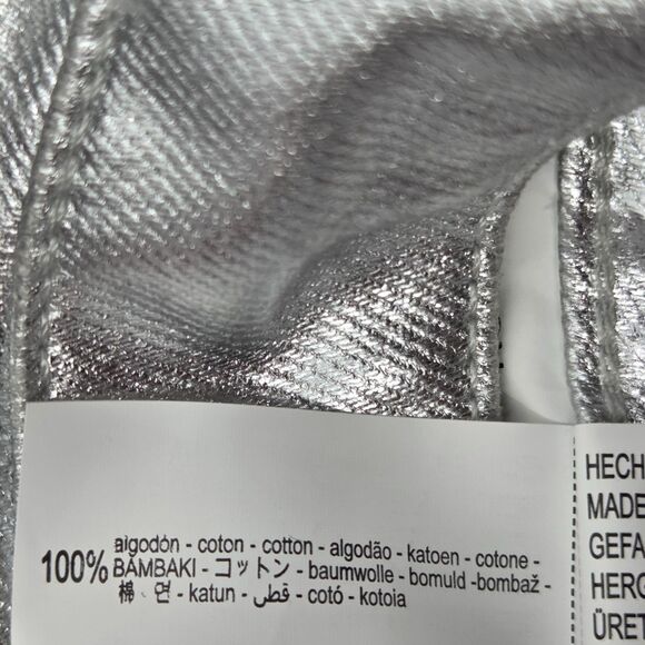 Zara High Rise Silver Jeans Womens Size 6 Straight Leg Futuristic Cybercore Y3K - Picture 6 of 10